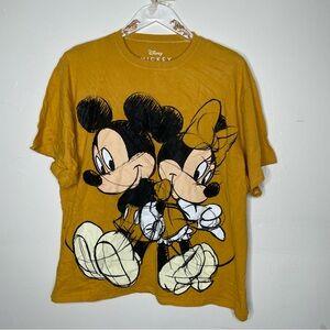 DISNEY MICKEY MOUSE & MINNIE MOUSE YELLOW BLACK T SHIRT SZ L